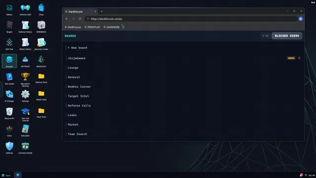 The in game Dark Net forums